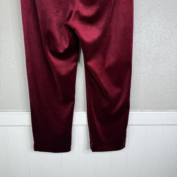Express Editor High Rise Velvet Stretch Straight Ankle Pants Ruby Red SZ 14 - Picture 9 of 16